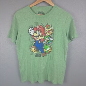 Super Mario Nintendo Mens XL Green Graphic Tee Y2K Retro Gamer Streetwear